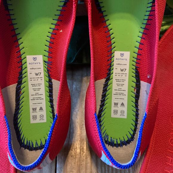 Rothy's The Square Red Clementine Knit Chic Ballet Flats Women’s US 7 - Picture 3 of 6